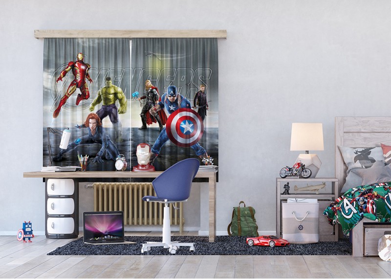 Avengers, Marvel, záclony AG Design, pro dětské pokoje, 180 x 160 cm, FCSXL 4330
