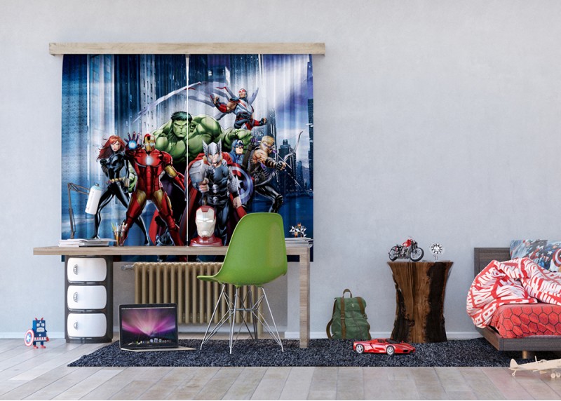Avengers, Marvel, záclony AG Design, pro dětské pokoje, 180 x 160 cm, FCSXL 4391