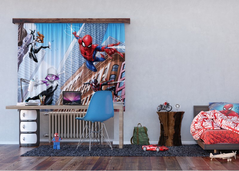 Spider-man, Marvel, záclony AG Design, pro dětské pokoje, 180 x 160 cm, FCSXL 4394
