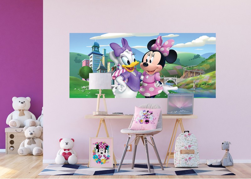 Minnie Mouse a Daisy, Disney, AG Design, fototapeta do dětského pokoje, lepidlo součástí balení, 202x90