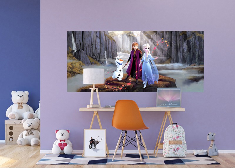 Elsa, Anna a Olaf na horách, Ledové království, Disney, AG Design, fototapeta do dětského pokoje, lepidlo součástí balení, 202x90