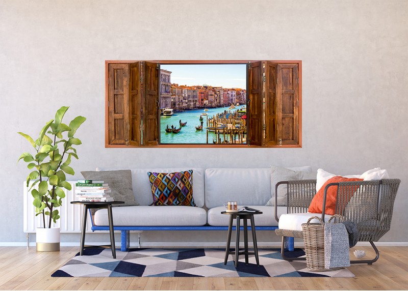 Okno do Benátek, AG Design, fototapeta ekologická vliesová do obývacího pokoje, ložnice, jídelny, kuchyně, lepidlo součástí balení, 202x90
