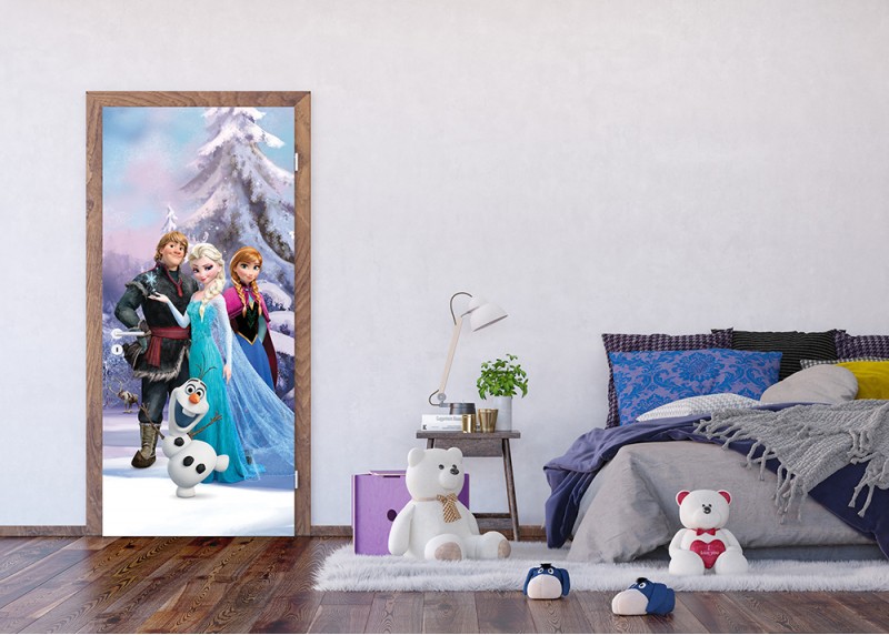 Postavy Frozen v kouzelném lese, Ledové království, Disney, AG Design, fototapeta do dětského pokoje, lepidlo součástí balení, 90x202