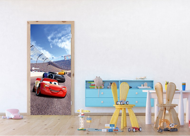  Blesk McQueen na okruhu, Disney, AG Design, fototapeta do dětského pokoje, lepidlo součástí balení, 90x202
