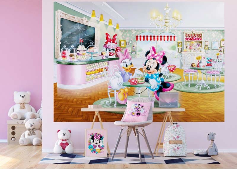 Minnie a Daisy v kavárně, Disney, AG Design, fototapeta do dětského pokoje, lepidlo součástí balení, 255x180