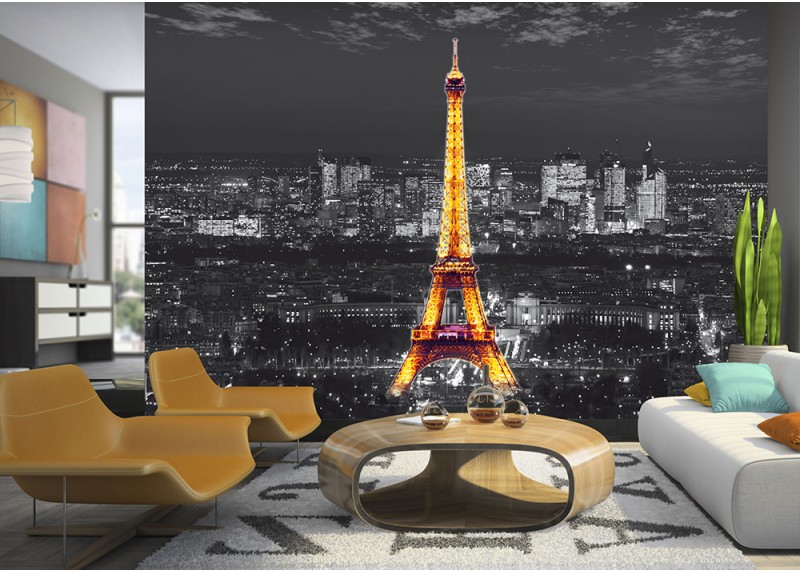 Eiffelova věž v noci, AG Design, fototapeta do obývacího pokoje, ložnice, jídelny, kuchyně, lepidlo součástí balení, 360x254