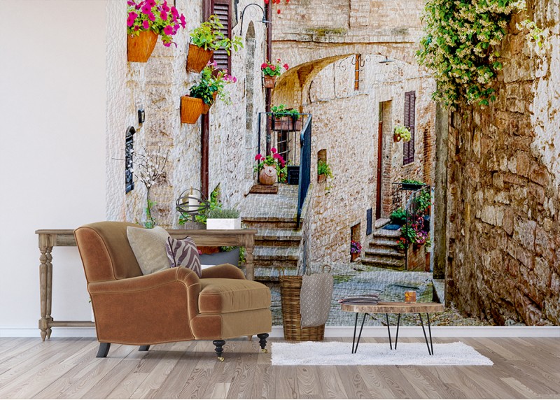 Ulice v italském městě, AG Design, fototapeta do obývacího pokoje, ložnice, jídelny, kuchyně, lepidlo součástí balení, 360x254