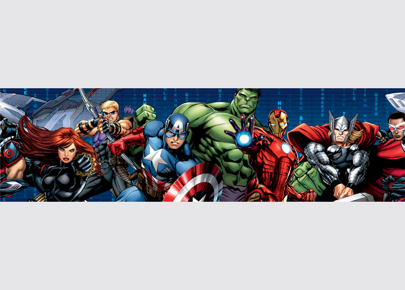 Avengers, Marvel, samolepící bordura pro dětské pokoje, AG Design 0,14 x 5 m, WBD 8108
