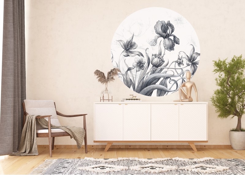 Vintage květiny, AG Design, fototapeta ekologická vliesová do obývacího pokoje, ložnice, jídelny, kuchyně, 140x140