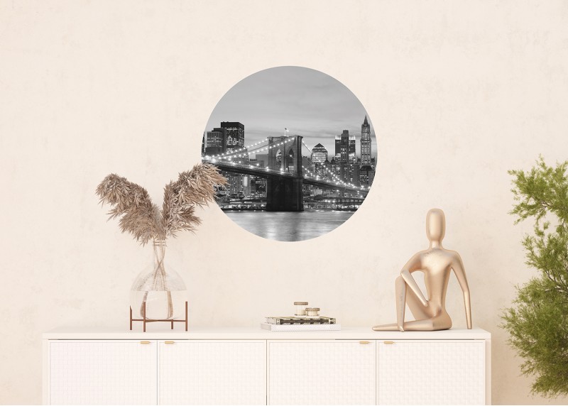 Černobílý Brooklynský most při západu slunce, AG Design, fototapeta ekologická vliesová do obývacího pokoje, ložnice, jídelny, kuchyně, 70x70