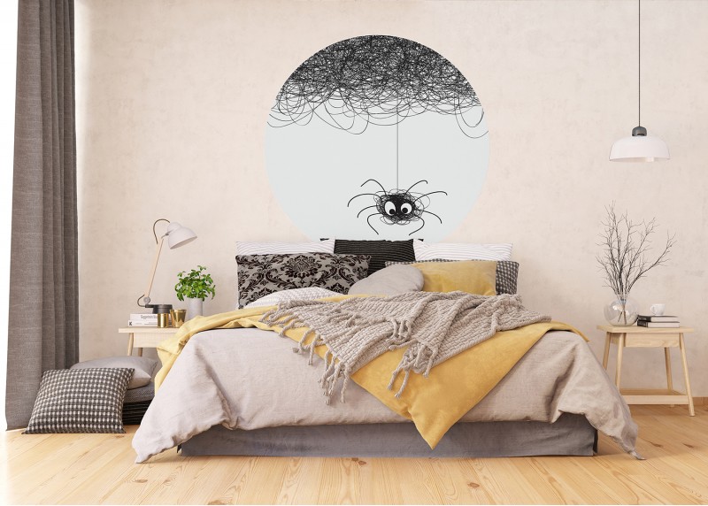 Roztomilý pavouček, AG Design, kruhová samolepící vliesová fototapeta do obývacího pokoje, ložnice, jídelny, kuchyně, 140x140