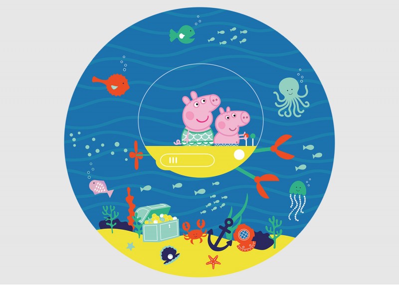 Prasátko Peppa podvodní dobrodružství, AG Design, fototapeta ekologická vliesová do dětského pokoje 70x70