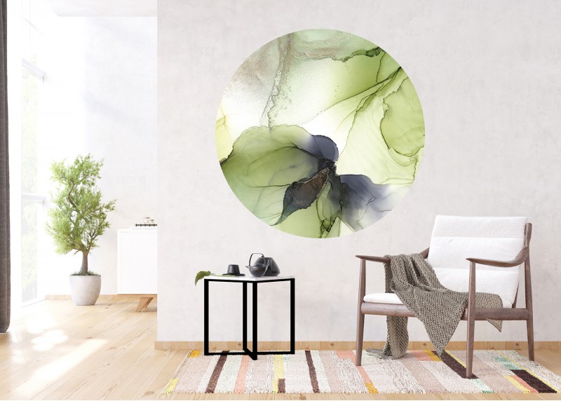 Abstraktní zeleň, AG Design, kruhová samolepící vliesová fototapeta do obývacího pokoje, ložnice, jídelny, kuchyně, 70x70