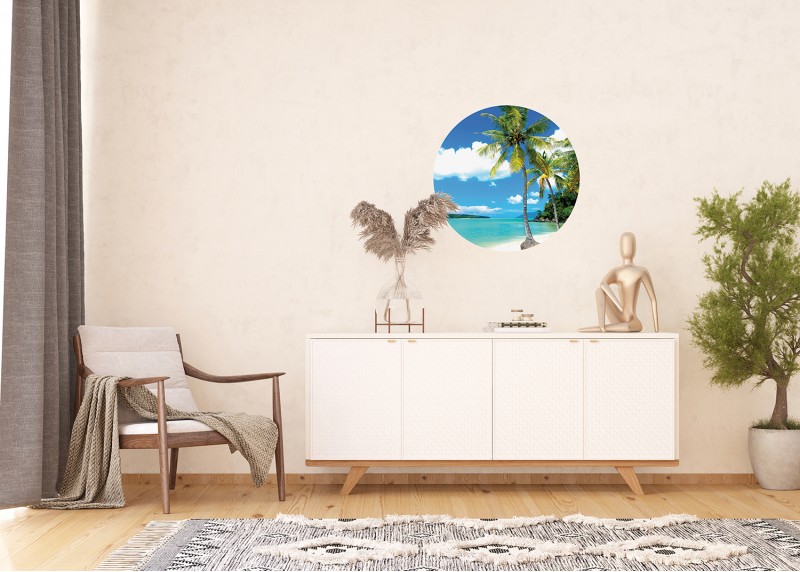 Tropický výhled, AG Design, kruhová samolepící vliesová fototapeta do obývacího pokoje, ložnice, jídelny, kuchyně, 70x70