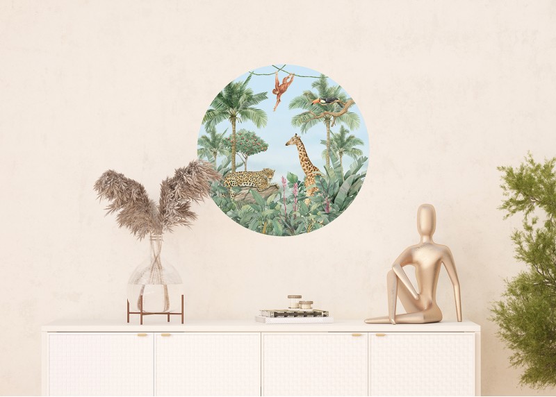 Tropická fauna, AG Design, kruhová samolepící vliesová fototapeta do obývacího pokoje, ložnice, jídelny, kuchyně, 70x70