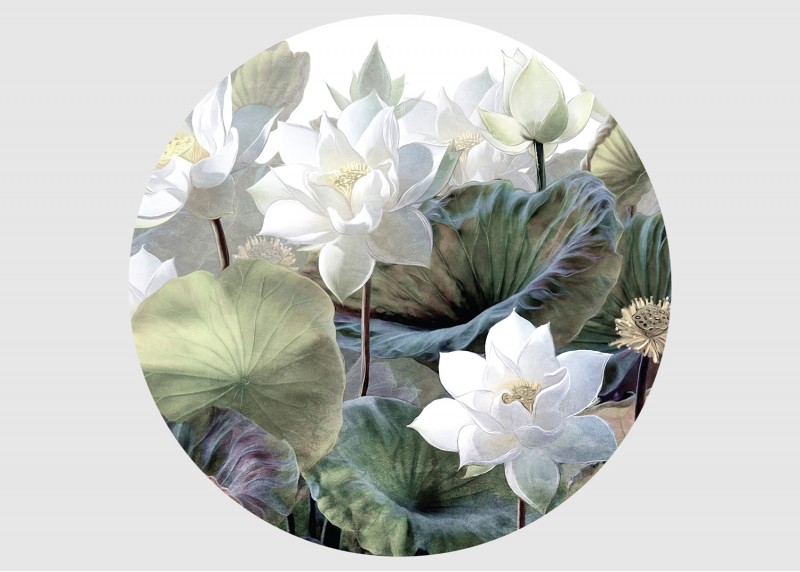 Bílé lotosy, AG Design, fototapeta ekologická vliesová do obývacího pokoje, ložnice, jídelny, kuchyně, 70x70