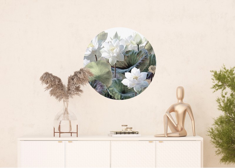 Klidné lotosy, AG Design, kruhová samolepící vliesová fototapeta do obývacího pokoje, ložnice, jídelny, kuchyně, 70x70