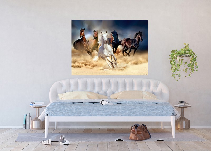 Divocí koně,  AG Design, fototapeta do obývacího pokoje, ložnice, jídelny, kuchyně, lepidlo součástí balení, 156x112