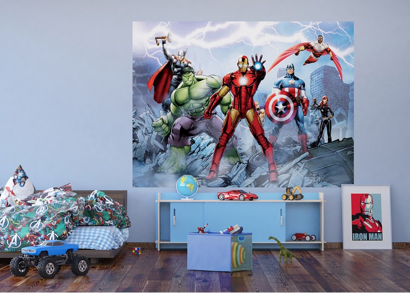 Komiksoví Avengers , Marvel, AG Design, fototapeta do dětského pokoje, lepidlo součástí balení, 252x182