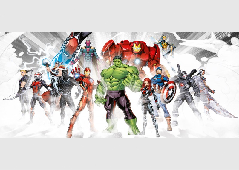 Avengers připravení k boji, Marvel, AG Design, fototapeta do dětského pokoje, lepidlo součástí balení, 202x90