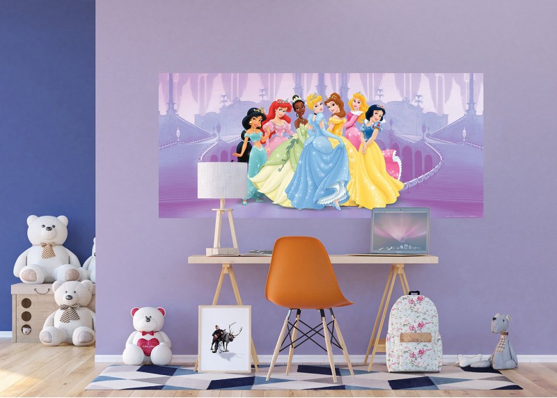 Princezny na zámku, Disney, AG Design, fototapeta do dětského pokoje, lepidlo součástí balení, 202x90