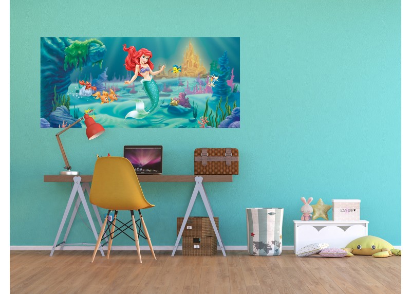 Ariel u podmořského zámku, Disney, AG Design, fototapeta do dětského pokoje, lepidlo součástí balení, 202x90
