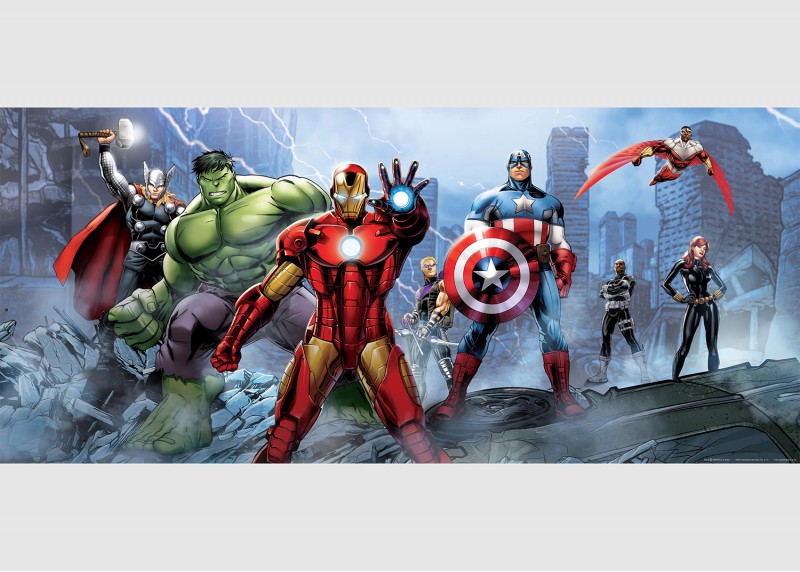 Avengers v boji proti nepřátelům, AG Design, fototapeta do dětského pokoje, lepidlo součástí balení, 202x90