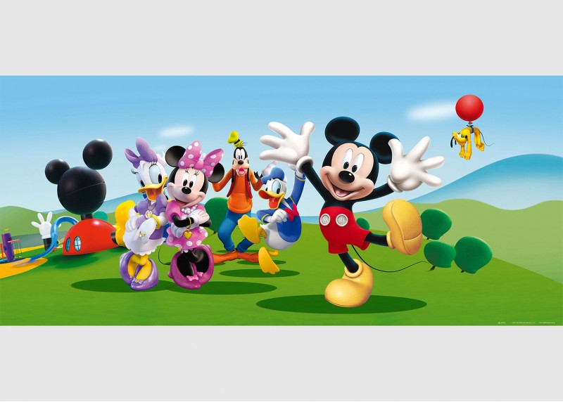 Veselý Micky Mouse s přáteli, Disney, AG Design, fototapeta do dětského pokoje, lepidlo součástí balení, 202x90