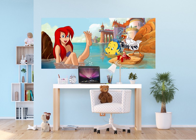 Šťastná Ariel, Princezny Disney, AG Design, fototapeta do dětského pokoje, lepidlo součástí balení, 202x90