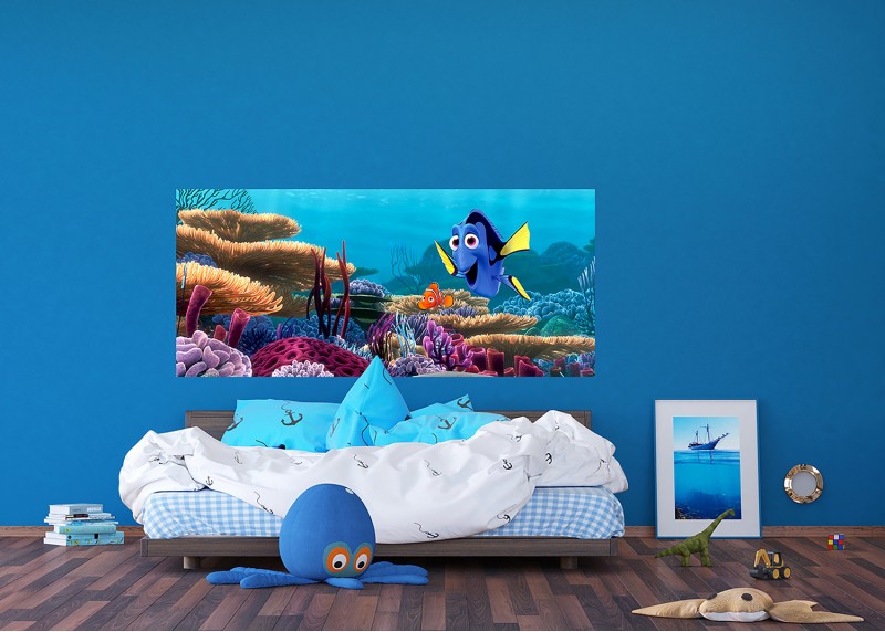 Nemo a Dory mezi korály, Disney, AG Design, fototapeta do dětského pokoje, lepidlo součástí balení, 202x90