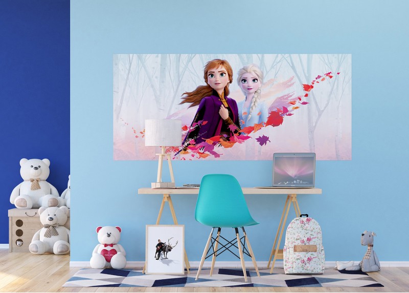 Elza a Anna v podzimním větru, Ledové království, Disney, AG Design, fototapeta do dětského pokoje, lepidlo součástí balení, 202x90