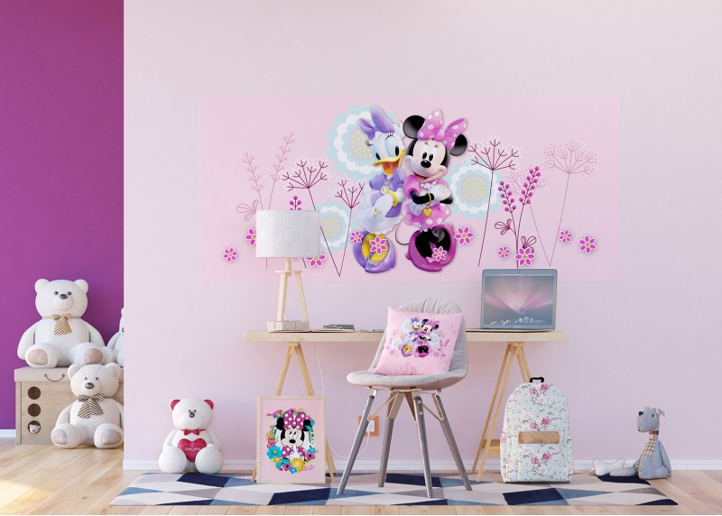 Kamarádky Minnie Mouse a Daisy, Disney, AG Design, fototapeta do dětského pokoje, lepidlo součástí balení, 202x90