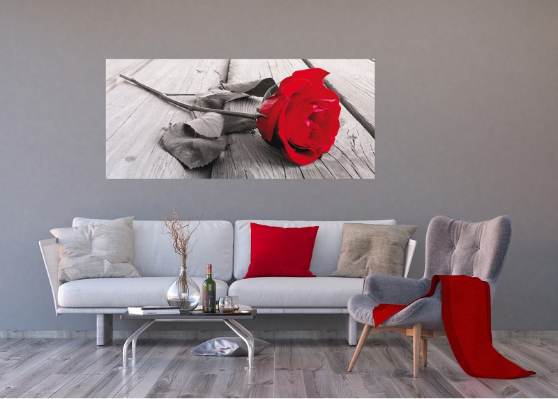 Červená růže, AG Design, fototapeta ekologická vliesová do obývacího pokoje, ložnice, jídelny, kuchyně, lepidlo součástí balení, 202x90