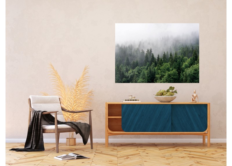Les v ranní mlze , AG Design, fototapeta ekologická vliesová do obývacího pokoje, ložnice, jídelny, kuchyně, lepidlo součástí balení, 155x110