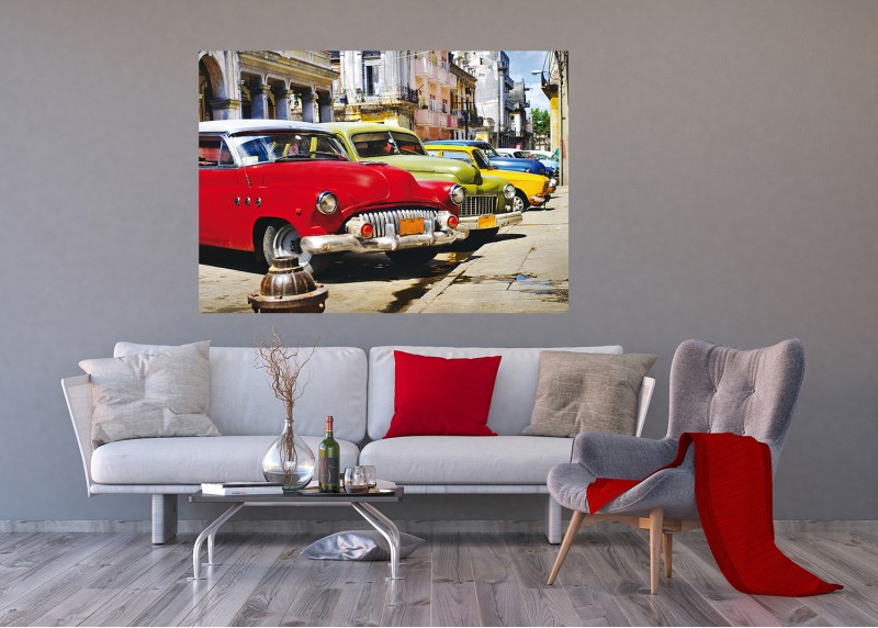 Kubánská auta, AG Design, fototapeta ekologická vliesová do obývacího pokoje, ložnice, jídelny, kuchyně, lepidlo součástí balení, 155x110