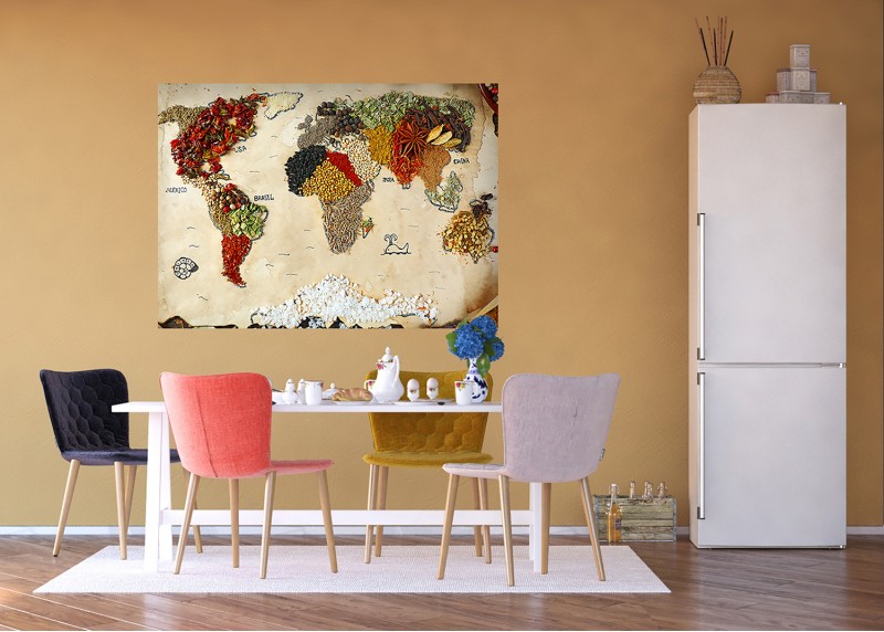 Mapa světa koření, AG Design, fototapeta ekologická vliesová do obývacího pokoje, ložnice, jídelny, kuchyně, lepidlo součástí balení, 155x110