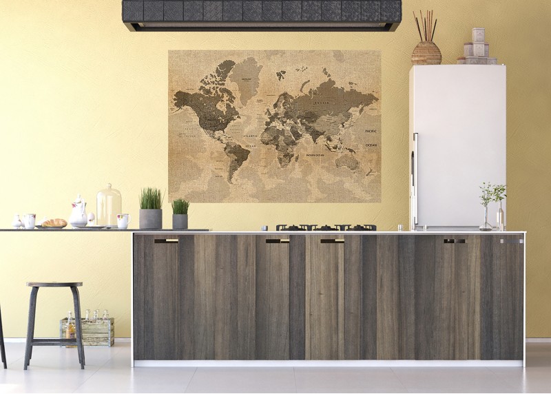 Starodávná mapa světa, AG Design, fototapeta ekologická vliesová do obývacího pokoje, ložnice, jídelny, kuchyně, lepidlo součástí balení, 155x110