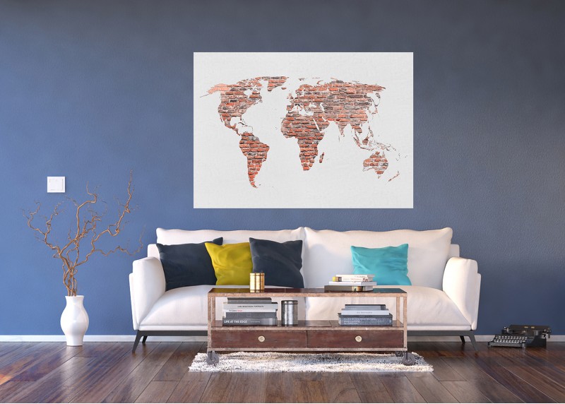 Retro mapa v cihlové barvě, AG Design, fototapeta ekologická vliesová do obývacího pokoje, ložnice, jídelny, kuchyně, lepidlo součástí balení, 155x110