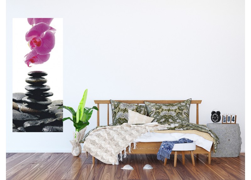 Orchidej a kameny, AG Design, fototapeta ekologická vliesová do obývacího pokoje, ložnice, jídelny, kuchyně, lepidlo součástí balení, 90x202