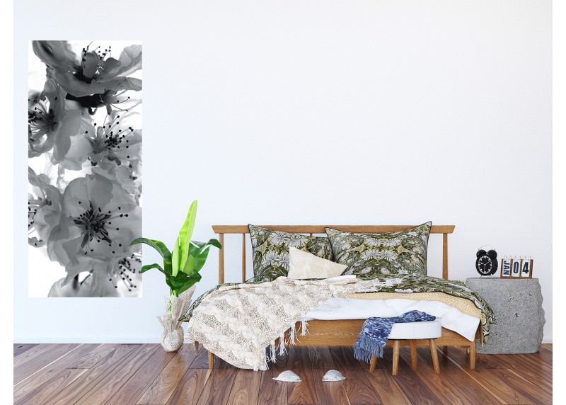  Černobílé květy sakury, AG Design, fototapeta ekologická vliesová do obývacího pokoje, ložnice, jídelny, kuchyně, lepidlo součástí balení, 90x202