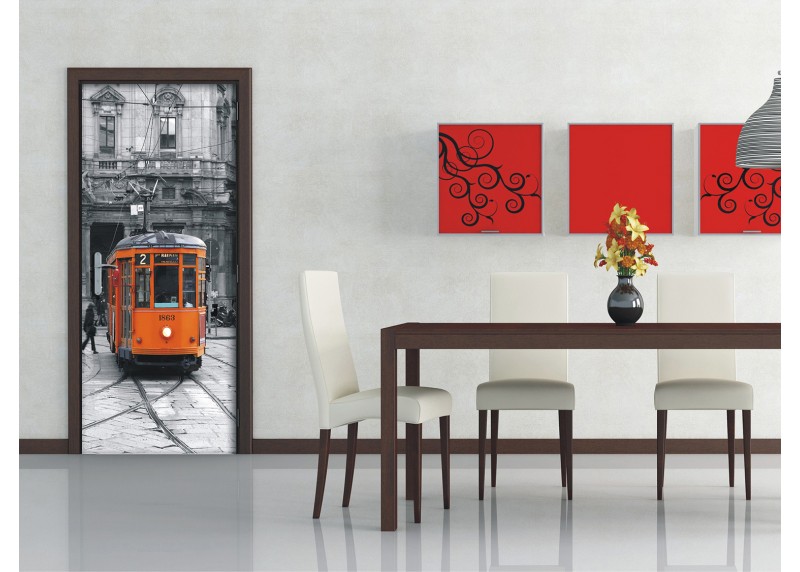 Retro tramvaj, AG Design, fototapeta ekologická vliesová do obývacího pokoje, ložnice, jídelny, kuchyně, lepidlo součástí balení, 90x202