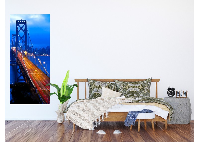 Noční Bay Bridge , AG Design, fototapeta ekologická vliesová do obývacího pokoje, ložnice, jídelny, kuchyně, lepidlo součástí balení, 90x202