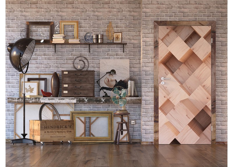 Dřevěné kostky, AG Design, fototapeta ekologická vliesová do obývacího pokoje, ložnice, jídelny, kuchyně, lepidlo součástí balení, 90x202