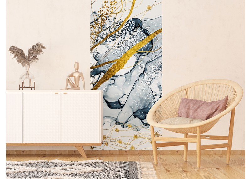 Zlaté mramorové plátno, AG Design, fototapeta ekologická vliesová do obývacího pokoje, ložnice, jídelny, kuchyně, lepidlo součástí balení, 90x270