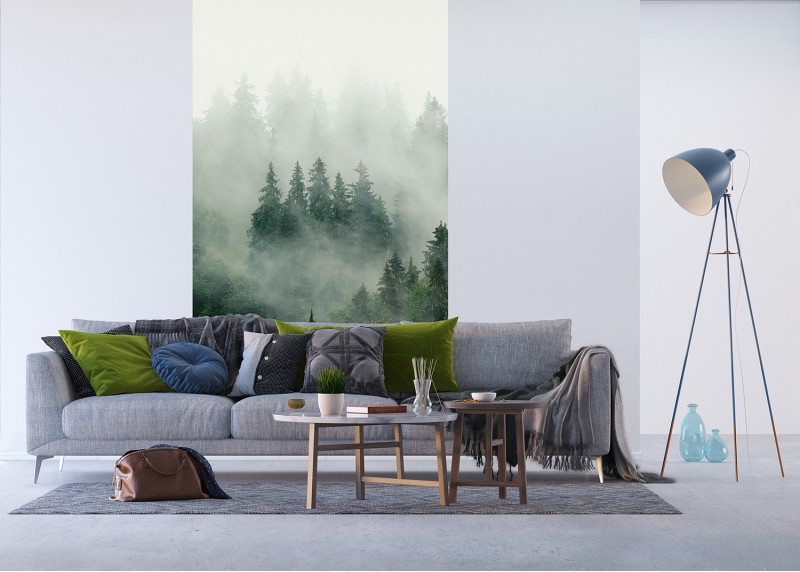 Lesní mlha, AG Design, fototapeta ekologická vliesová do obývacího pokoje, ložnice, jídelny, kuchyně, lepidlo součástí balení, 150x270