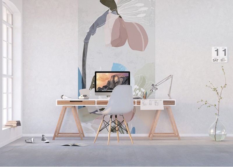 Malované květy, AG Design, fototapeta ekologická vliesová do obývacího pokoje, ložnice, jídelny, kuchyně, lepidlo součástí balení, 150x270