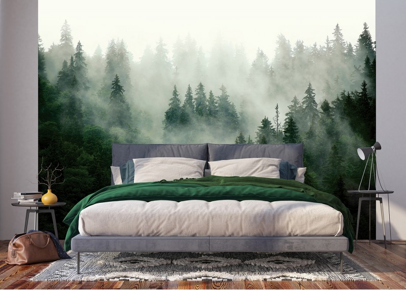 Lesní mlha, AG Design, fototapeta ekologická vliesová do obývacího pokoje, ložnice, jídelny, kuchyně, lepidlo součástí balení, 375x270