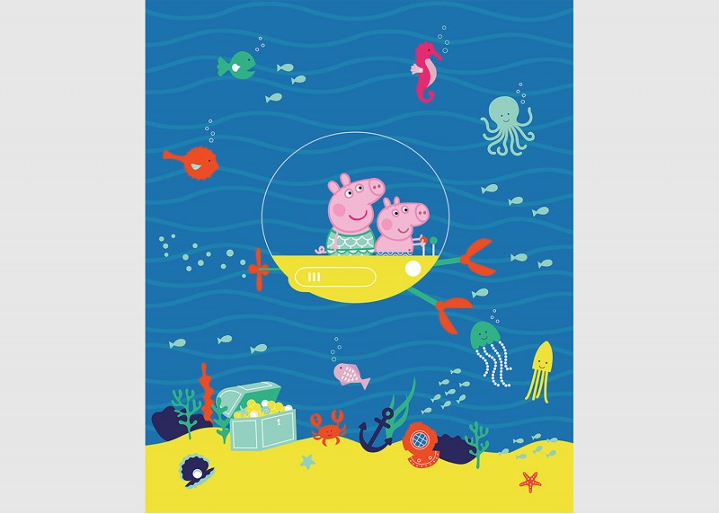 Prasátko Peppa svět pod vodou , AG Design, fototapeta do dětského pokoje, lepidlo součástí balení, 225x270