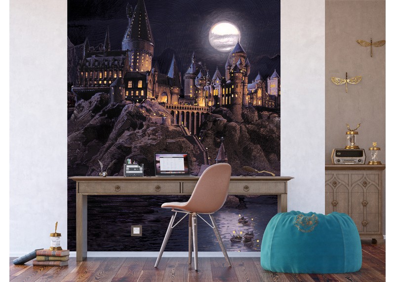 Harry Potter noční Bradavice, AG Design, fototapeta do dětského pokoje, lepidlo součástí balení, 225x270