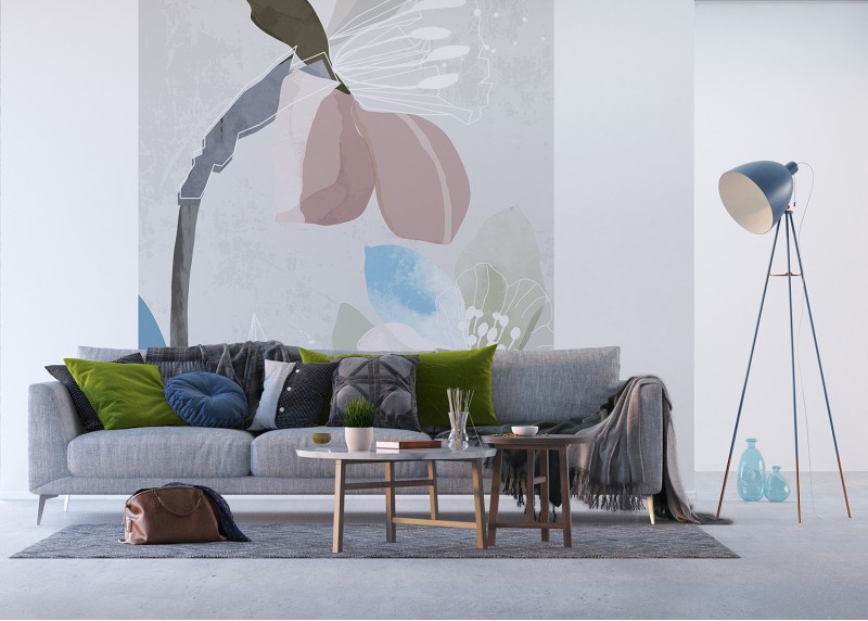 Malované květy, AG Design, fototapeta ekologická vliesová do obývacího pokoje, ložnice, jídelny, kuchyně, lepidlo součástí balení, 225x270